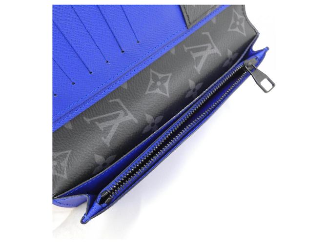Louis Vuitton Epi + Monogram Eclipse Portefeuille Brazza Wallet Negro Azul - vista 7