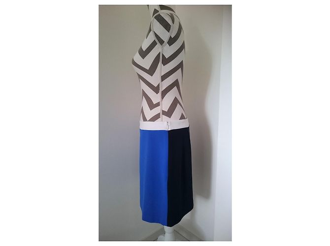 Mini gonna bicolore Diane Von Furstenberg Sloane Bianco Blu Blu navy - vista 2