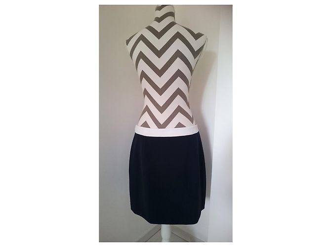 Mini gonna bicolore Diane Von Furstenberg Sloane Bianco Blu Blu navy - vista 3