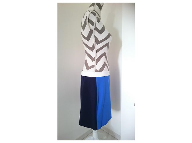 Mini gonna bicolore Diane Von Furstenberg Sloane Bianco Blu Blu navy - vista 4