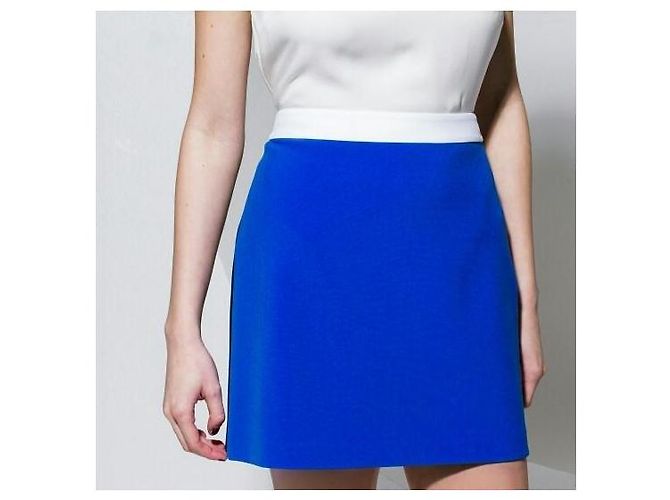 Mini gonna bicolore Diane Von Furstenberg Sloane Bianco Blu Blu navy - vista 5