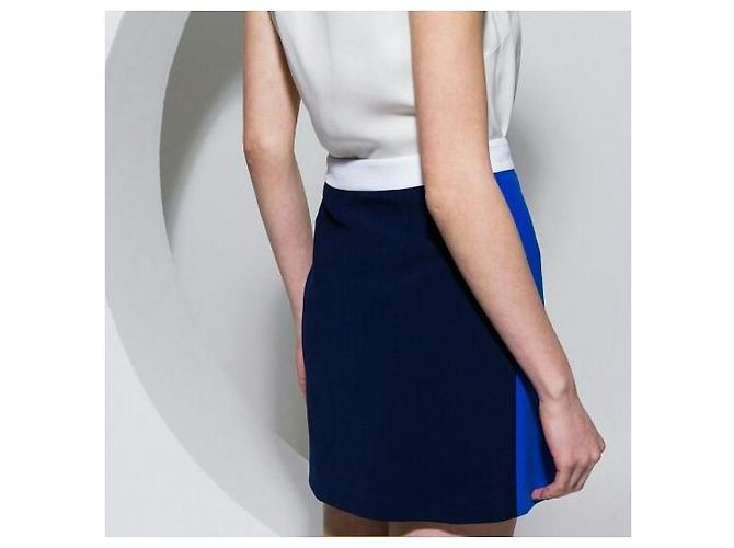 Mini gonna bicolore Diane Von Furstenberg Sloane Bianco Blu Blu navy - vista 6