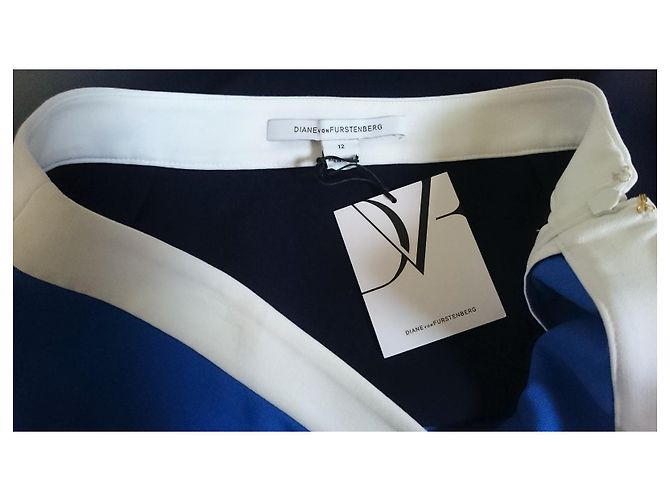 Mini gonna bicolore Diane Von Furstenberg Sloane Bianco Blu Blu navy - vista 9
