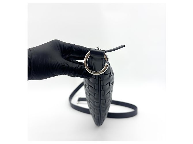 Bottega Veneta Virgule Intrecciato Nappa Piccolo Nero - vista 3