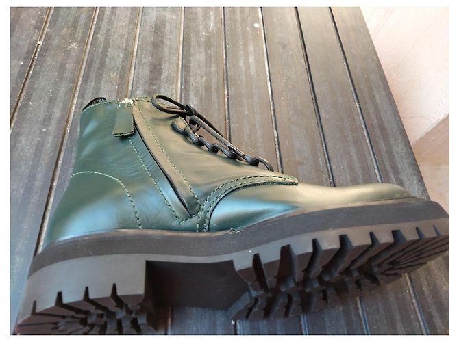 Botas de combate Proenza Schouler de cuero verde oscuro con suela de taco - vista 5