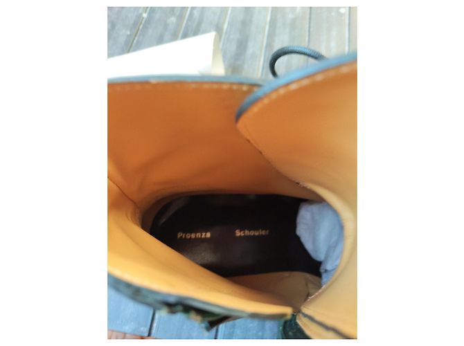 Botas de combate Proenza Schouler de cuero verde oscuro con suela de taco - vista 7