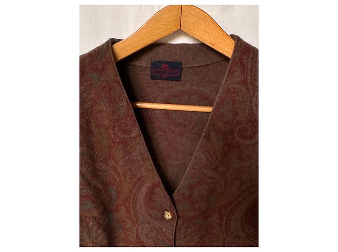 Etro brauner Wollcardigan mit Paisley-Muster - Ansicht 2