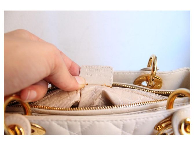 Christian Dior Borsa Lady Dior in Pelle Avorio Beige - vista 11