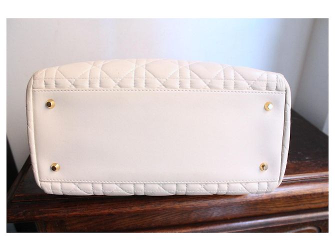 Christian Dior Borsa Lady Dior in Pelle Avorio Beige - vista 8