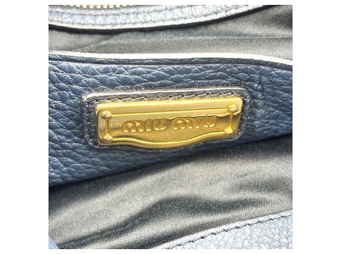 Miu Miu Phenix Convertible Leather Medium Blu navy - vista 6