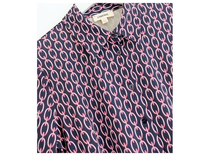 L'Agence Blusa L’Agence Harmony Chain Print Rosa Azul escuro - vista 3