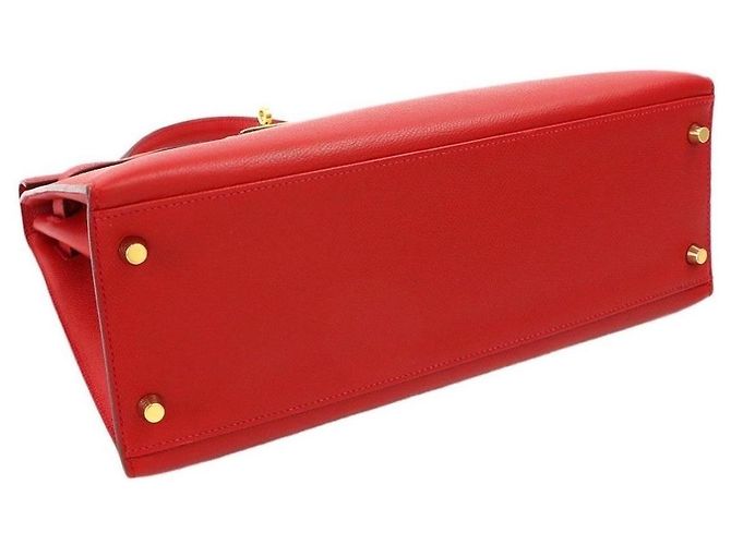 Hermès Kelly 28 Sellier Borsa in Pelle Epsom Rossa Rosso - vista 3
