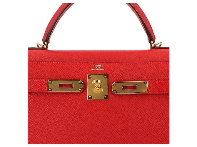 Hermès Kelly 28 Sellier Borsa in Pelle Epsom Rossa Rosso - vista 4