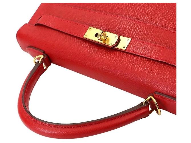 Hermès Kelly 28 Sellier Borsa in Pelle Epsom Rossa Rosso - vista 5
