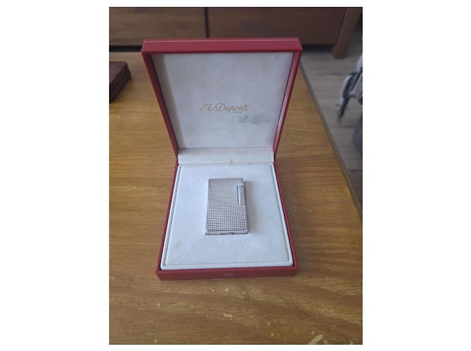 Autre Marque S.T. Dupont Silber-Feuerzeug mit Guilloché-Muster Silber Hardware - Ansicht 3