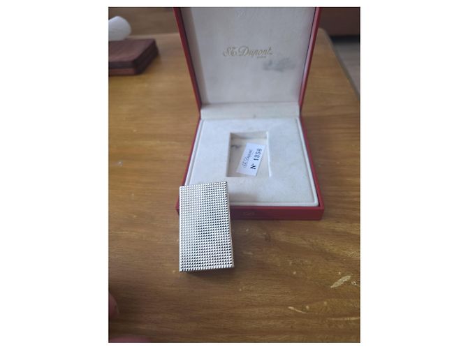 Autre Marque S.T. Dupont Silber-Feuerzeug mit Guilloché-Muster Silber Hardware - Ansicht 4
