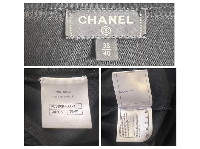 Chanel Camiseta de algodón negro bordada 2020 - vista 5