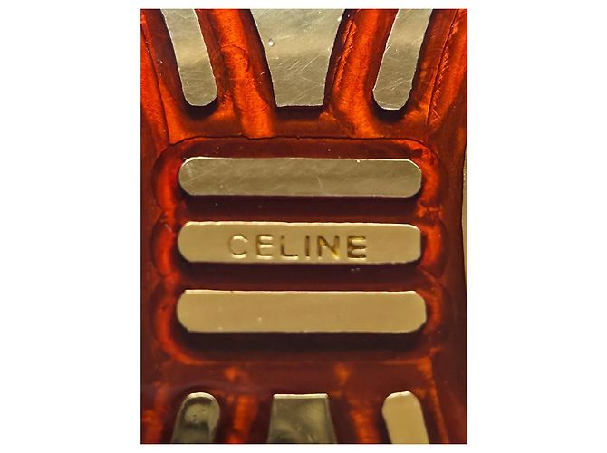 Céline Cintura Celine Triomphe in pelle con fibbia oro e marrone Sabbia - vista 6