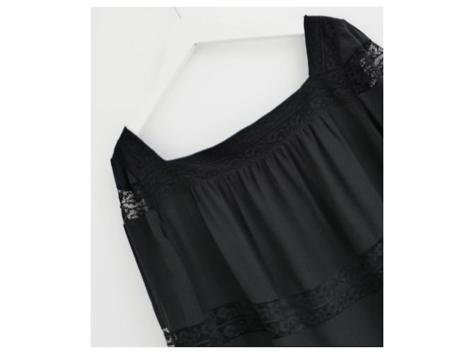Prada Vestido Mini de Seda e Renda Primavera 2015 Preto - vista 3