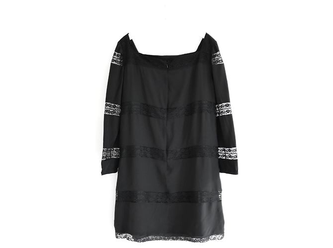 Prada Vestido Mini de Seda e Renda Primavera 2015 Preto - vista 5