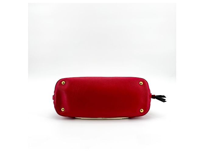 Miu Miu Biker Convertible Dome Satchel Pelle Matelassé Small Rosso - vista 7