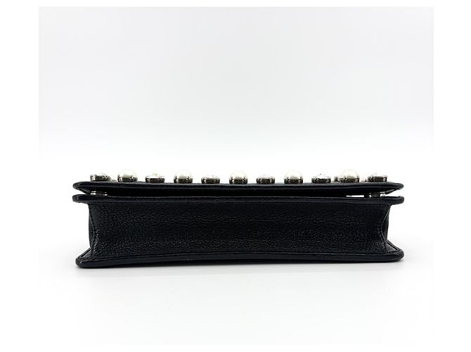Clutch Miu Miu in pelle decorata con cristalli e perle, Medium Nero - vista 7
