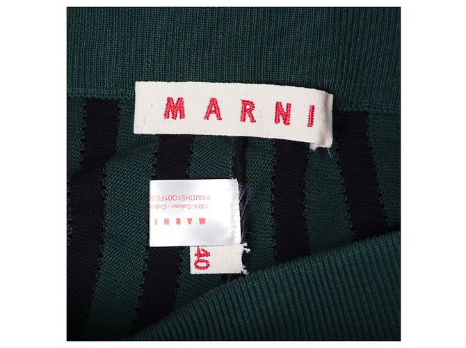 Calças de malha de algodão às riscas verde e azul marinho Marni - vista 5