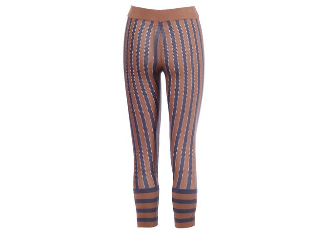 Pantalones de punto de algodón a rayas marrón y carbón Marni Castaño - vista 3