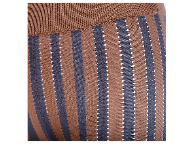 Pantalones de punto de algodón a rayas marrón y carbón Marni Castaño - vista 4