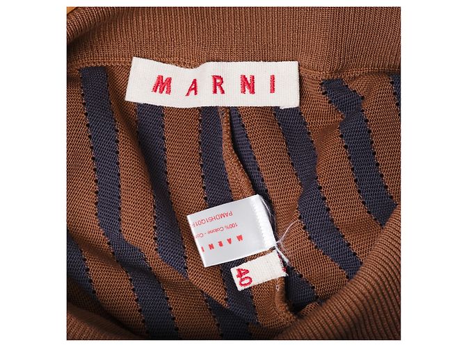 Pantalones de punto de algodón a rayas marrón y carbón Marni Castaño - vista 5