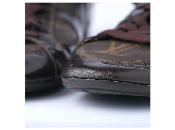 Baskets Louis Vuitton Globe-Trotter Monogram Canvas & Patent Leather Marron - vue 5