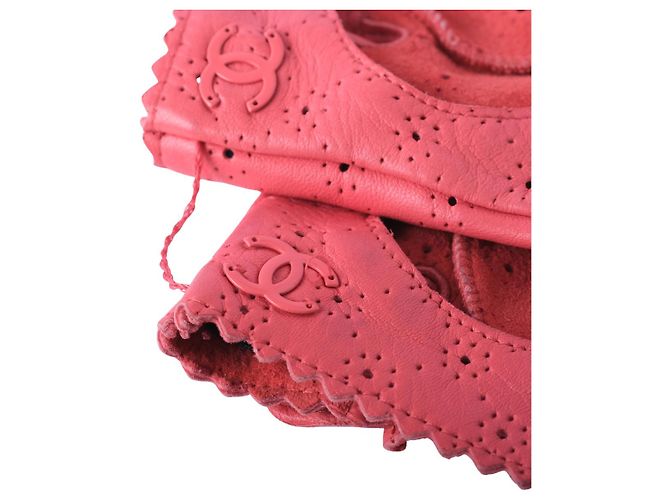 Chanel Leder-Motorradhandschuhe ohne Finger für Damen in Rosa Pink - Ansicht 2
