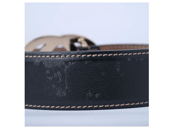 Cinto Gucci em couro preto com fivela Interlocking G - vista 3