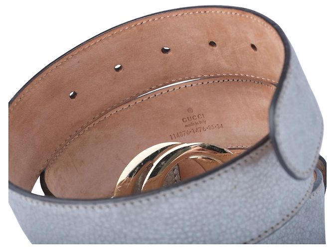 Cinturón Gucci de piel plateada metalizada con hebilla G entrelazada Plata - vista 3