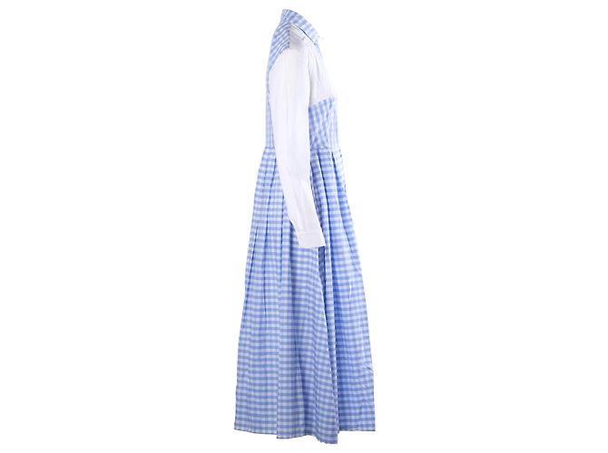 Autre Marque Vestido maxi de algodón de cuadros vichy azul y blanco Vivetta - vista 2