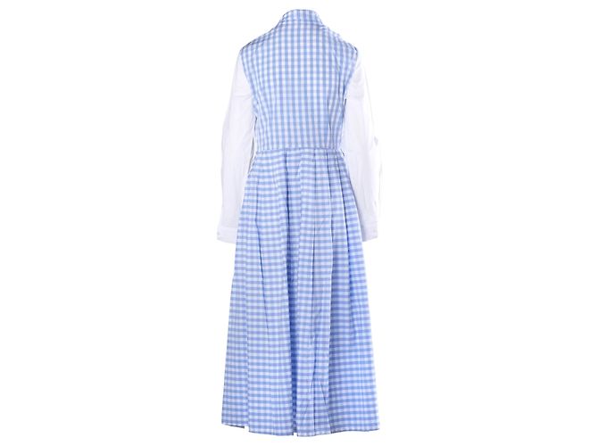 Autre Marque Vestido maxi de algodón de cuadros vichy azul y blanco Vivetta - vista 3