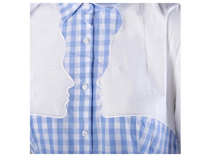 Autre Marque Vestido maxi de algodón de cuadros vichy azul y blanco Vivetta - vista 4