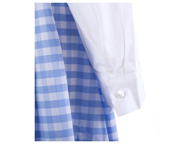 Autre Marque Vestido maxi de algodón de cuadros vichy azul y blanco Vivetta - vista 5