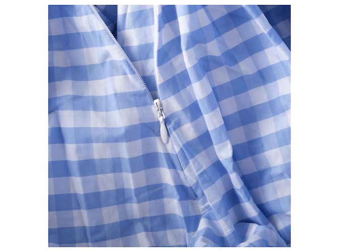 Autre Marque Vestido maxi de algodón de cuadros vichy azul y blanco Vivetta - vista 6