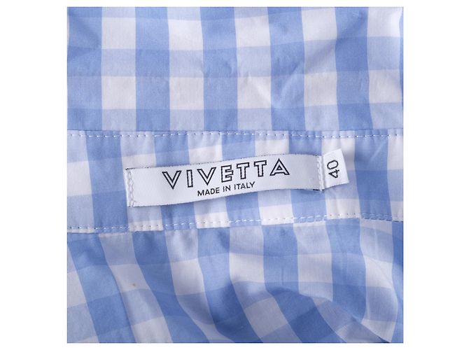 Autre Marque Vestido maxi de algodón de cuadros vichy azul y blanco Vivetta - vista 8