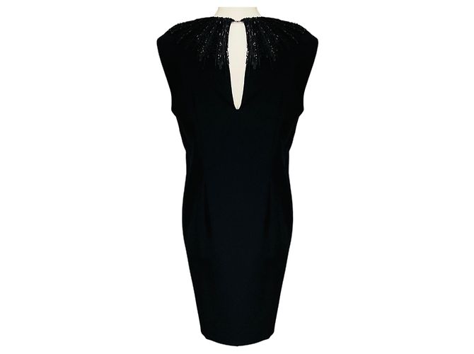 Abito smanicato in crepe Lanvin nero con paillettes e perline - vista 3