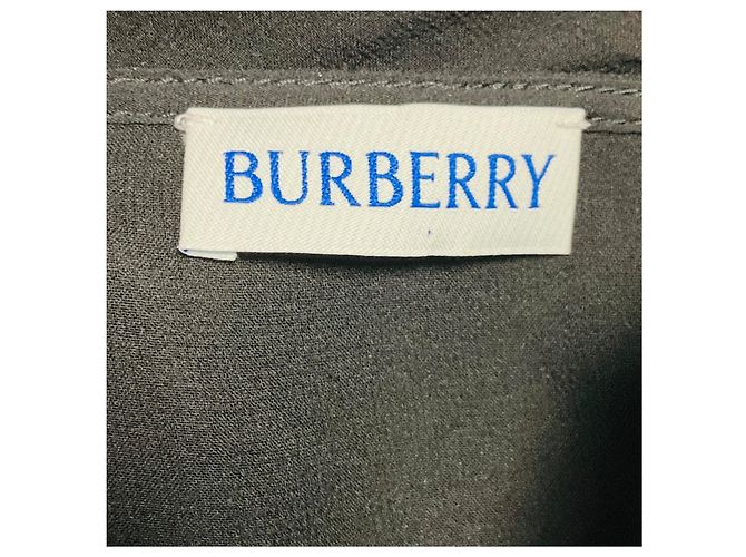 Blusa in seta Burberry a maniche lunghe con collo a fiocco e volant, nera Nero - vista 4