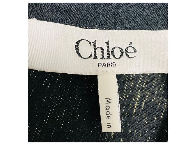 Chloé Chloe Lurex-Bluse mit goldfarbenem Metallic-Effekt, Rüschen und Bindeschleife am Hals Golden - Ansicht 4