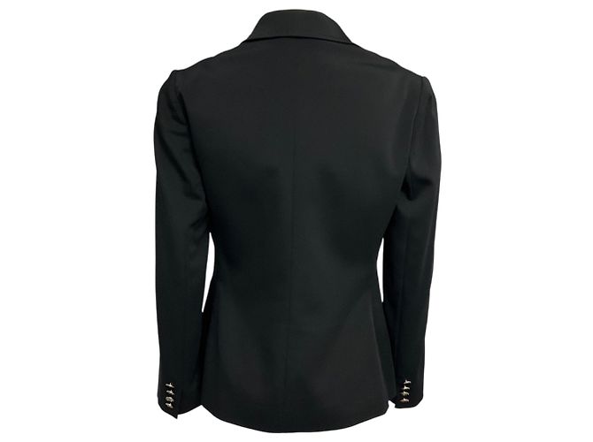Dolce & Gabbana Jacke aus schwarzem Crepe mit Lackledergürtel - vista 3