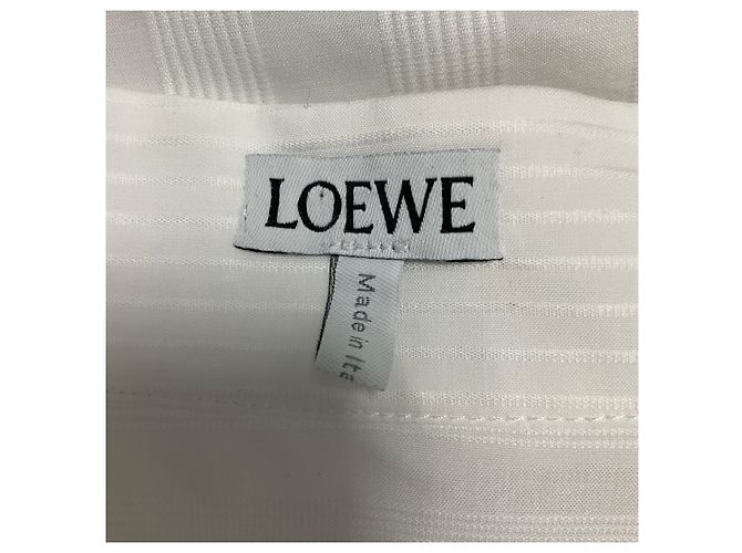 Camicia in cotone plissettata Optic White Loewe con ricamo logo Bianco - vista 4