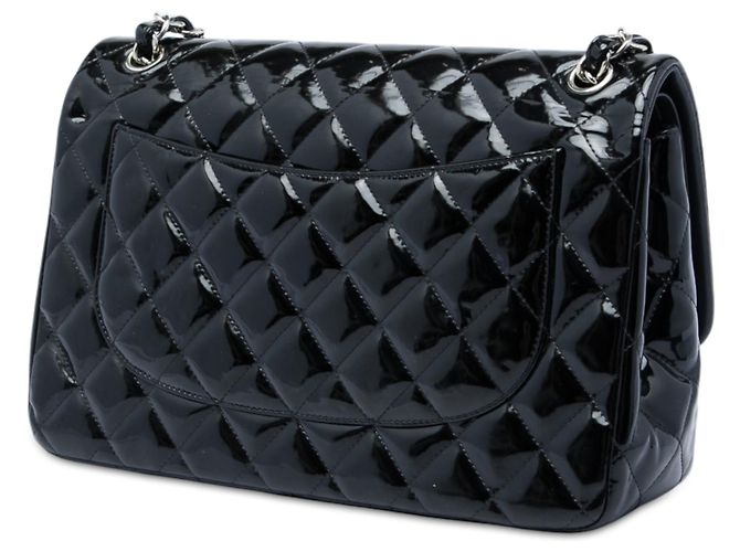 Borsa a tracolla Chanel Jumbo Classic Double Flap in vernice nera Nero - vista 2