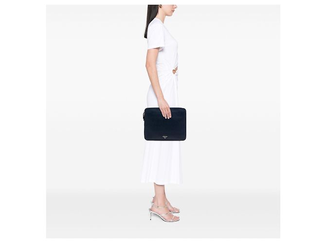 Housse d'ordinateur portable Prada Saffiano bleue Sac business - vue 6