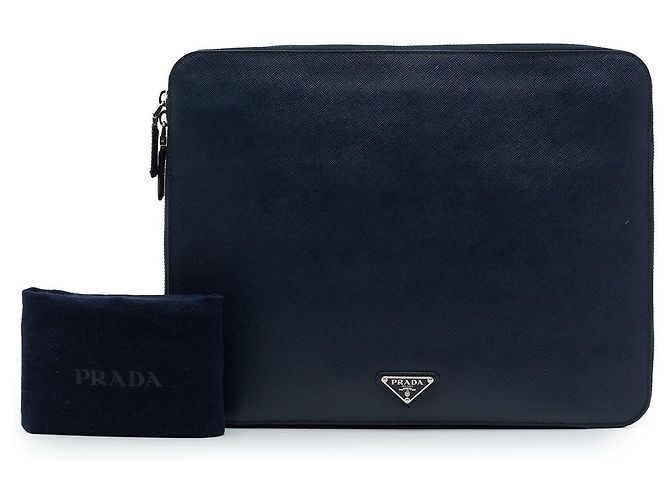 Housse d'ordinateur portable Prada Saffiano bleue Sac business - vue 7