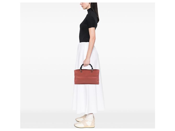 Borsa Gucci Medium Bamboo Shopper in pelle di vitello rosa - vista 6