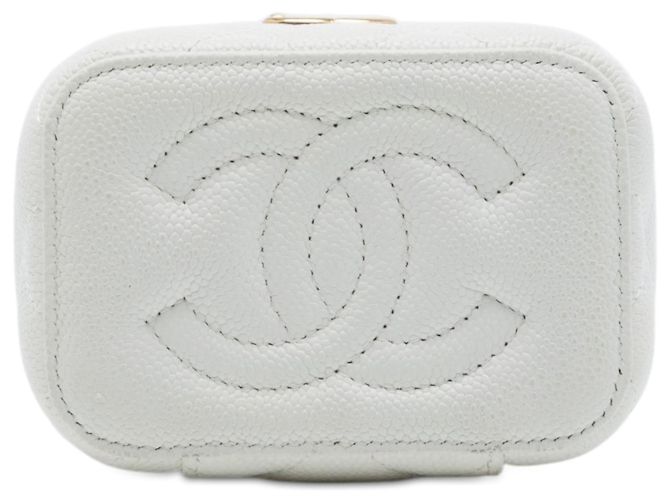 Mini Vanity Case Chanel Quilted Caviar CC Sweetheart Bianco con Tracolla a Catena - vista 3